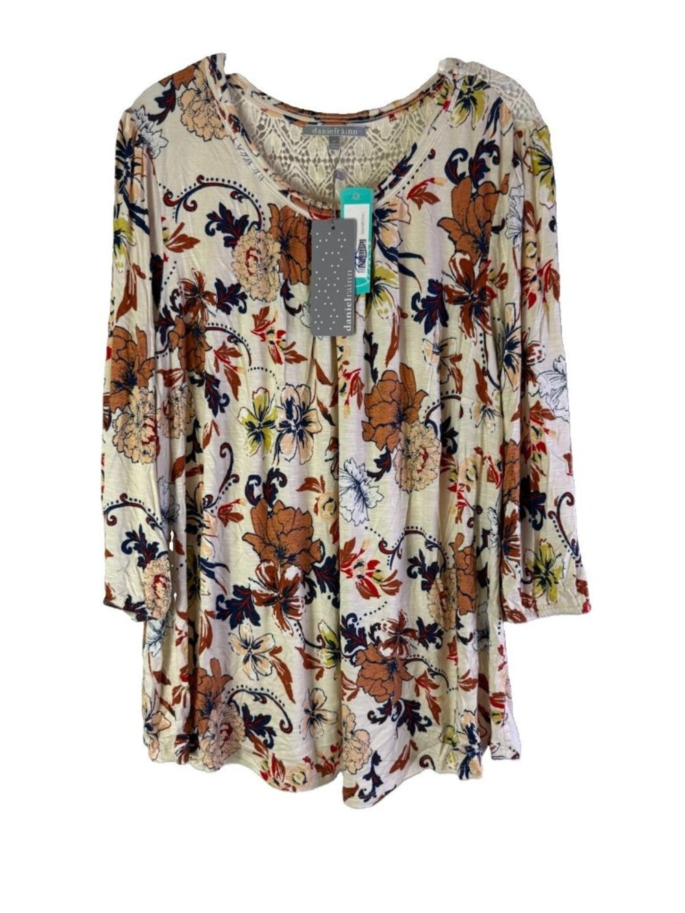 New Daniel Rainn Stitch Fix Pleated Neck Floral Top Shirt
